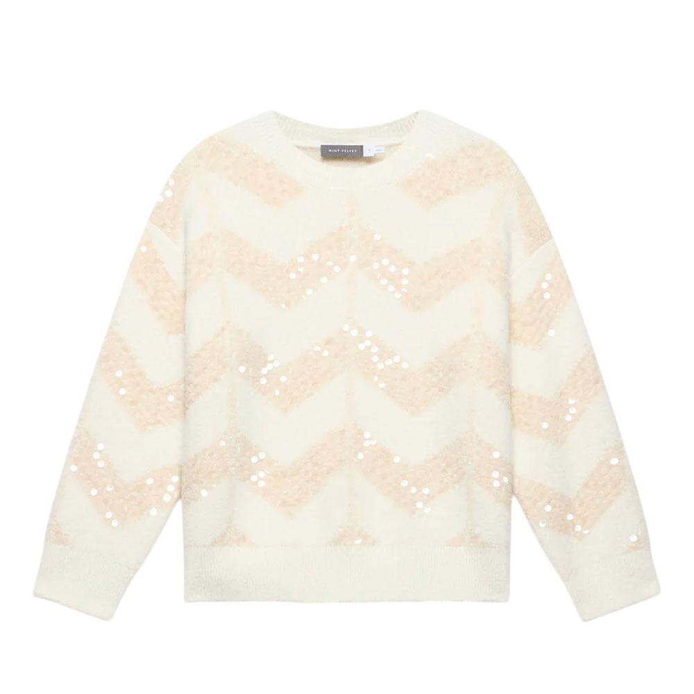 Mint Velvet Cream Zig Zag Sequin Jumper